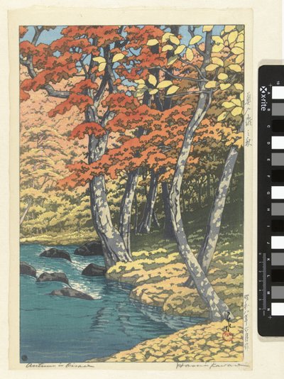 Herfst i Oirase Autumn in Oirase (titel på objekt) av Kawase Hasui (signed by artist)