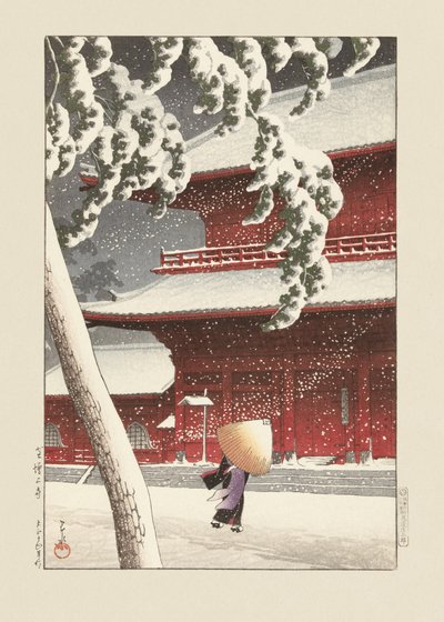 Zojo-helgedomen i Shiba (1925) av Kawase Hasui och Watanabe Shōzaburō av Kawase Hasui