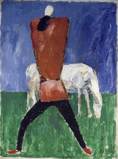 The White Horse Man and Horse, 1930-1931. av Kazimir Severinovich Malevich