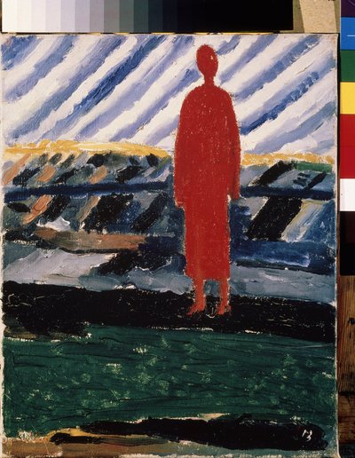 En röd figur (A Red Figure). Målning av Kasimir Severinovch Malevich (Malevich, Malevic) (1878-1935), olja på duk av Kazimir Severinovich Malevich