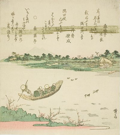 Färja som korsar Sumida-floden av Keisai Eisen