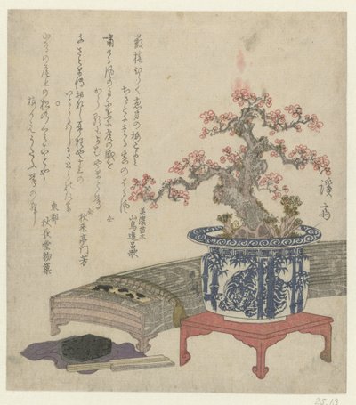 Koto med plommonblomning i kruka av Keisai Eisen