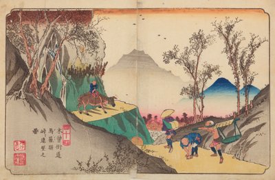 Magome, plansch 44 ur serien: Sextionio stationer längs Kisokaido-vägen / Kisokaido rokujukyu tsugi-no uchi av Keisai Eisen