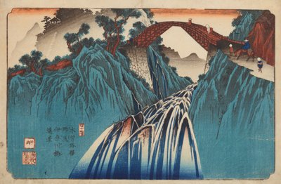 Nojiri, utsikt över Inagawa-bron, bild 41 i serien: De sextionio etapperna längs Kisokaido-vägen / Kisokaido rokujukyu tsugi-no uchi av Keisai Eisen