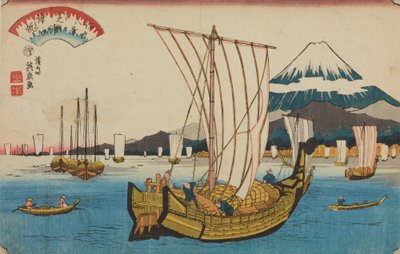 Återvändande segelbåtar i Shiba, ur serien: Åtta vyer över Edo av Keisai Eisen