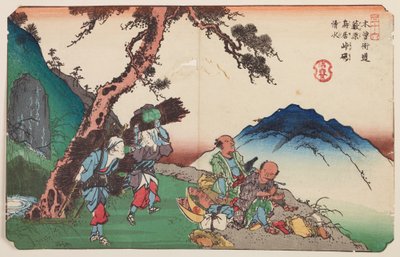 Yabuhara, resande och kvinnor med ved, plansch 36 ur serien: Kisokaidos sextionio stationer - Kisokaido rokujukyu tsugi-no uchi av Keisai Eisen