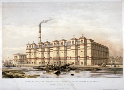 Spannmålsmagasin på Canada Wharf, Rotherhithe, London, c1860 av Kell Brothers