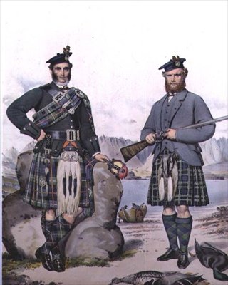 Kilted jägare från Hebriderna, graverad av Vincent Brooks, c.1868 (litho) av Kenneth (after) Macleay
