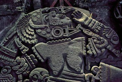 Amerika; arkeologi; Mexiko; Templo Mayor; Aztekernas stora tempel; Coyolxauqui, 2010 (foto) av Kenneth Garrett
