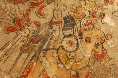 Maya; Maya-målningar; San Bartolo; Guatemala; Dr Bill Saturno, 2002 (foto) av Kenneth Garrett