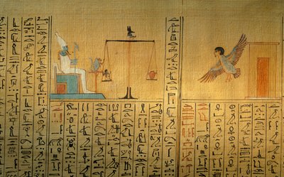 Papyrus från Maiherpri-graven; Konungarnas dal; Ba leaving-graven; vägning av... av Kenneth Garrett