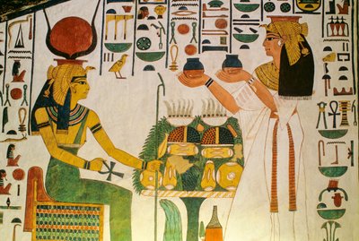 Nefertaris grav; Nefertari erbjuder vin till en grupp dietister; Egypten, Valley of the... av Kenneth Garrett