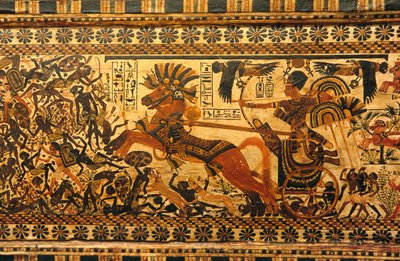 Väggmålning i kung Tutankhamuns grav; kung Tutankhamun; Egypten; Nya riket; Tuta..., 2003 (foto) av Kenneth Garrett