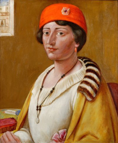 Röd turban av Kenneth Hayes Miller