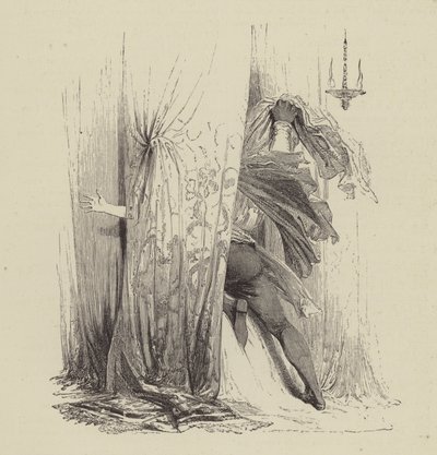 Othello som dödar Desdemona, akt IV, scen II (gravyr) av Kenny Meadows