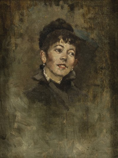 En ung flickas huvud, 1878-1882 (olja på kompositionstavla) av Kenyon Cox
