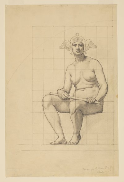 Nakenstudie för "The Active Life," Lunette i administrationsbyggnaden, Oberlin College, Oberlin, OH av Kenyon Cox