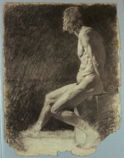 Nakenstudie av sittande man av Kenyon Cox
