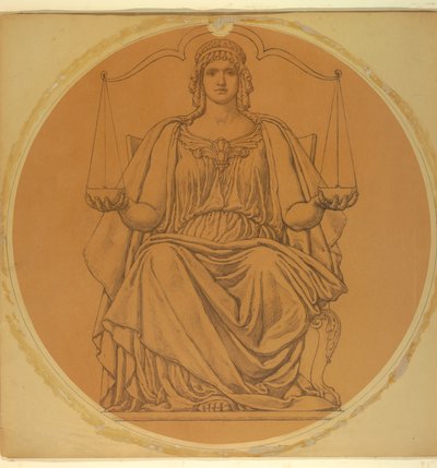 Studera för "Justice," Lunette i Hudson County Courthouse, Jersey City, NJ av Kenyon Cox