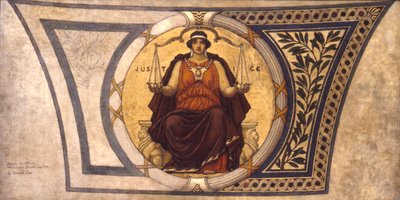 Studie för mosaik, Wisconsin State Capital, "Justice" av Kenyon Cox