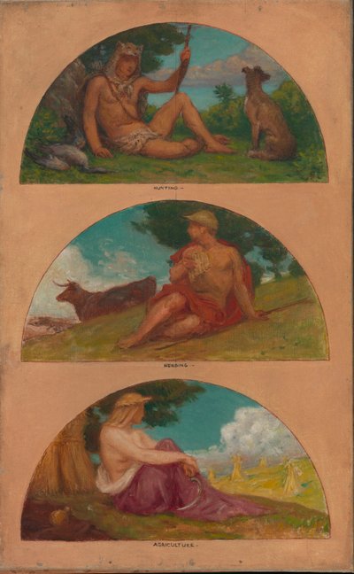 Civilisationens framsteg: Jakt, vallning, jordbruk..., 1905-1906. av Kenyon Cox