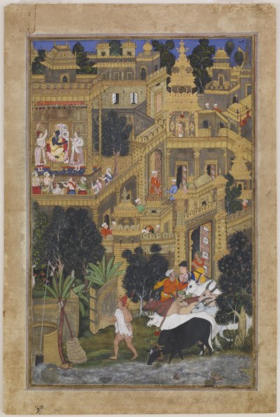 Herren Krishna i den gyllene staden, ca 1586 av Kesav Kalan