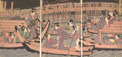 Svalkar av vid Ryogoku i Edo, början av mitten av 1800-talet av Kikugawa Eizan