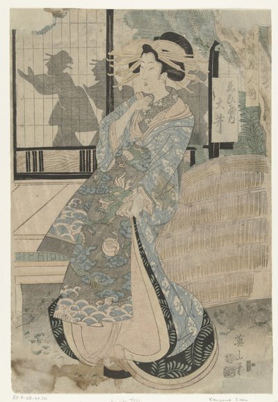Kurtisan Oi från Ebiya-huset Ebiya uchi Oi (titel på objekt) Serie av skönheter från nöjeshusen (serietitel) Seiro bijin soroi (serietitel på objekt) av Kikugawa Eizan