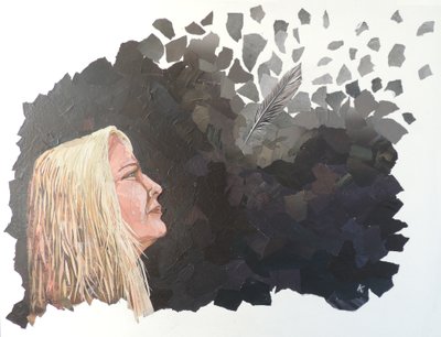 Sorg, 2018 (tidningscollage) av Kirstie Adamson