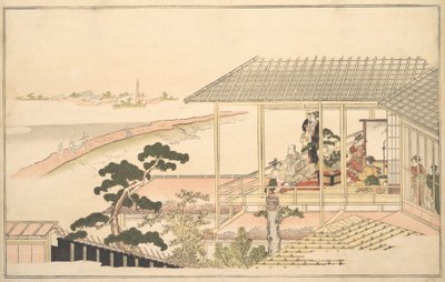 A Party of Merrymakers in a House in Yoshiwara on a Moonlight Night, 1789. av Kitagawa Utamaro