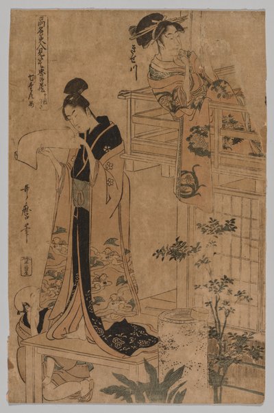 Akt VII från serien The Storehouse of Loyal Retainers som porträtteras av berömda skönheter i tolv blad av Kitagawa Utamaro