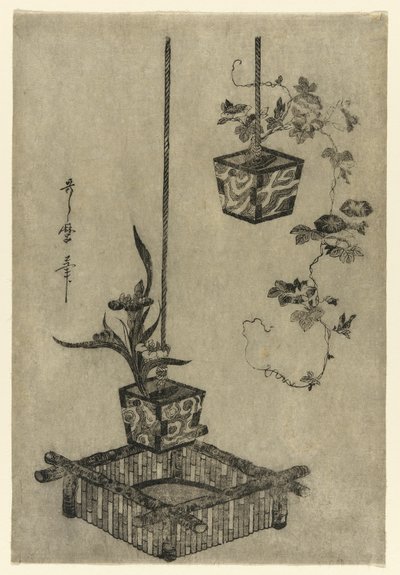 Arrangemang av Irises och Morning Glories av Kitagawa Utamaro
