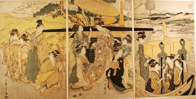 Vid färjebryggan av Kitagawa Utamaro