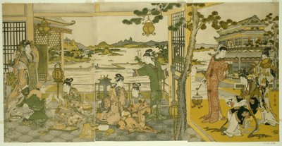 Kinesiska skönheter på en bankett av Kitagawa Utamaro