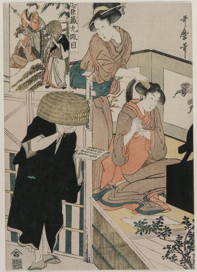 Chushingura: Akt IX i The Storehouse of Loyalty av Kitagawa Utamaro