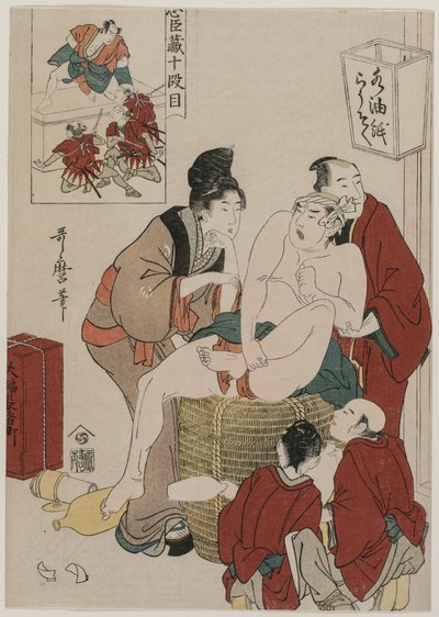 Chushingura: Akt X i The Storehouse of Loyalty av Kitagawa Utamaro