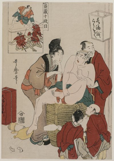 Chushingura: Akt X av The Storehouse of Loyalty, sent 1790-tal. av Kitagawa Utamaro
