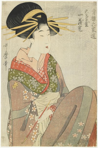 Kurtisanen Hitomoto från Daimonjiya-huset, 1801-1802 av Kitagawa Utamaro