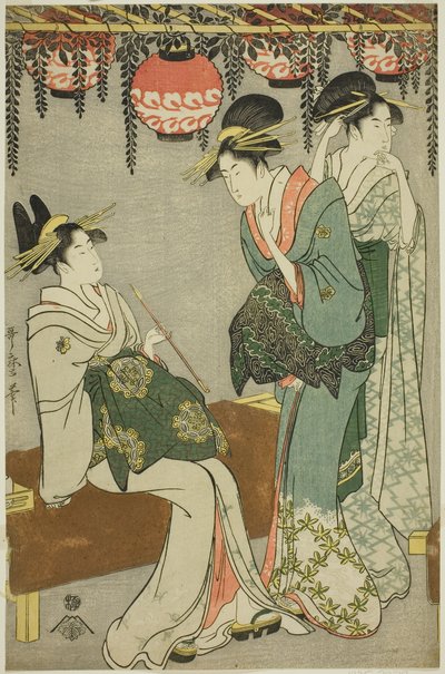 Kurtisaner under Wisteria Arbor av Kitagawa Utamaro