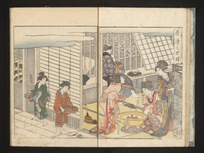 Kurtisaner och gäst under vintermorgonen av Kitagawa Utamaro