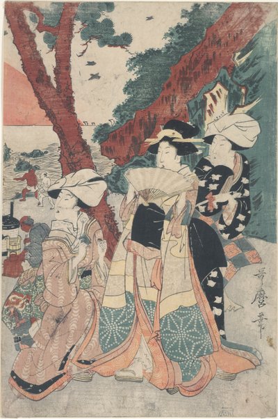 Futamigaura Beach vid det nya året av Kitagawa Utamaro