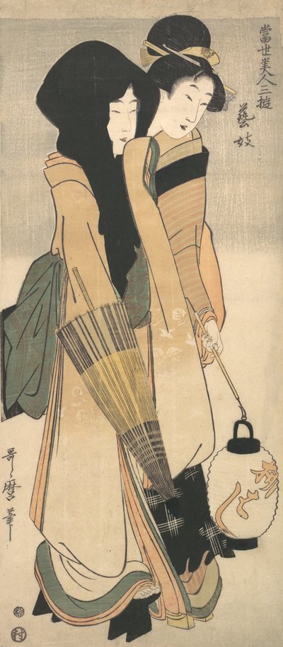 "geisha". . . , mygga. 1800. av Kitagawa Utamaro
