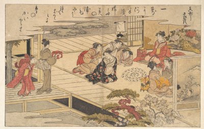 Flickor som leker med snäckor av Kitagawa Utamaro