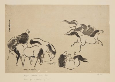 Hästar (träblock i färg) av Kitagawa Utamaro