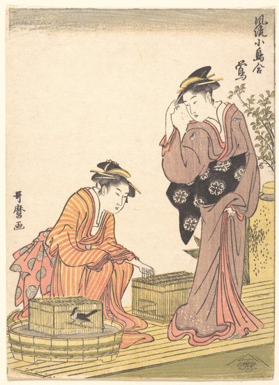 Japansk busksångare av Kitagawa Utamaro