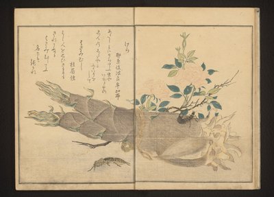 Mullvadssyrsa och örontvist på bambuskott av Kitagawa Utamaro