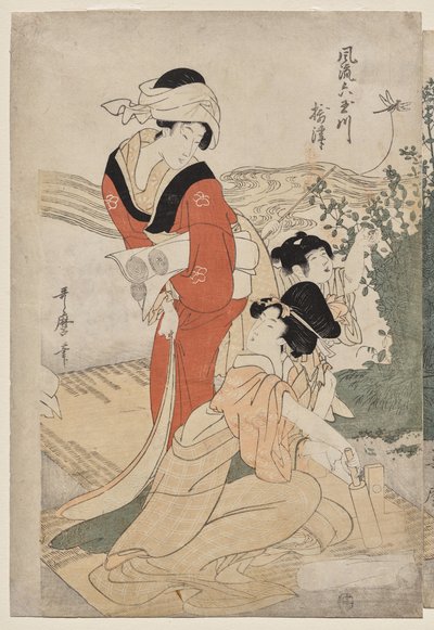 Musashi Province från serien Fashionable Six Jewel Rivers (Furyu Mu Tamagawa) av Kitagawa Utamaro