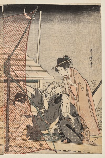 Nätfiske på natten av Kitagawa Utamaro