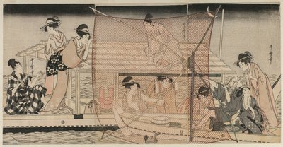 Nätfiske på natten på Sumidafloden av Kitagawa Utamaro