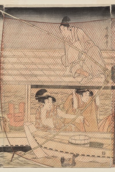 Nätfiske på natten på Sumidafloden av Kitagawa Utamaro
